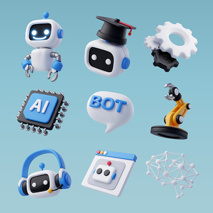 3d Vector icon of AI in science and business, Technology and engineering concept. Eps 10 Vector.