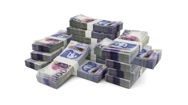 istock Stack of Georgian lari notes. 3D rendering of bundles of banknotes 1498647890