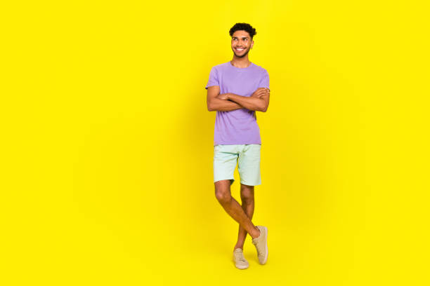 istock Full length legs photo of student thoughts look empty space folded arms confident startup idea isolated on yellow color background 1498651619