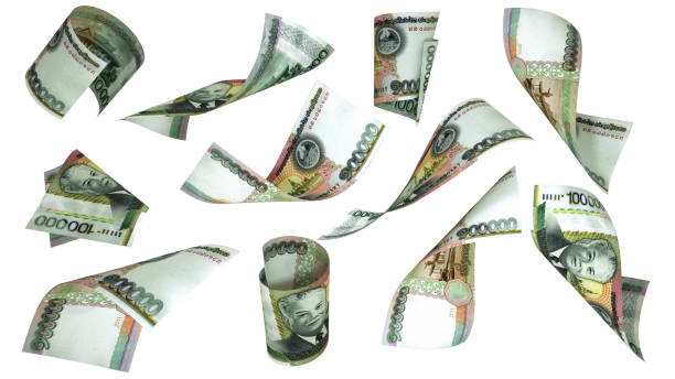 istock 3D rendering of new 1000 Laotian Kip notes flying in different angles and orientations isolated on white background 1498652084