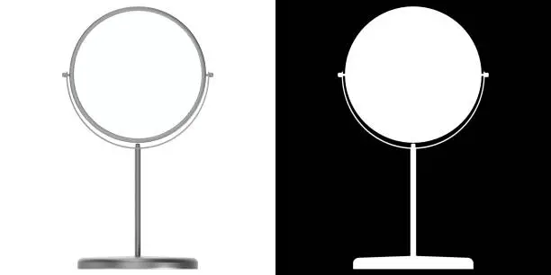 3D rendering illustration of a makeup mirror