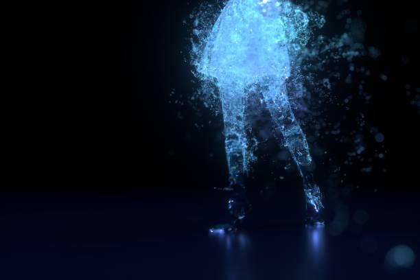 istock Modern woman made of particles, 3d rendering 1498655394