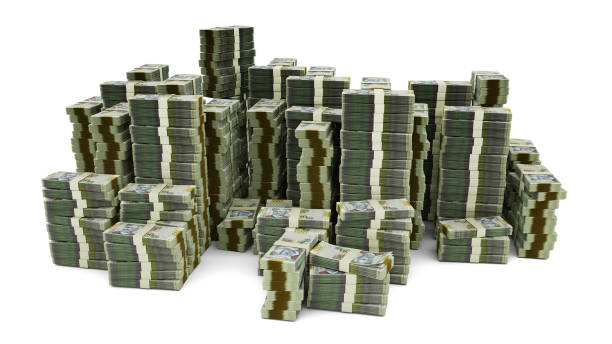 istock Big stack of Haitian gourge notes. A lot of money isolated on white background. 3d rendering of bundles of cash 1498656646