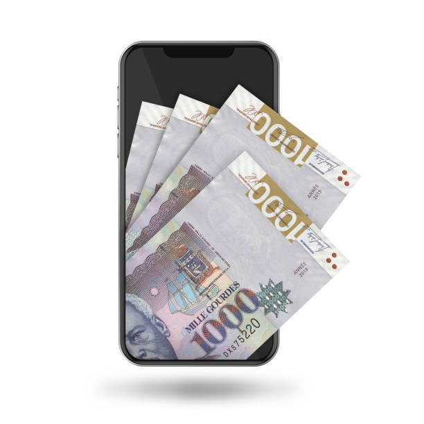 istock 3d Illustration of Haitian gourge notes inside mobile phone 1498657209