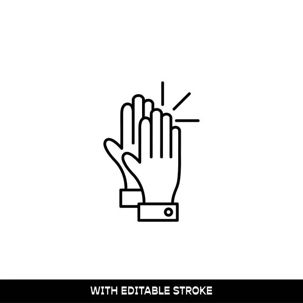 Vector illustration of Clapping hands line icon editable stroke