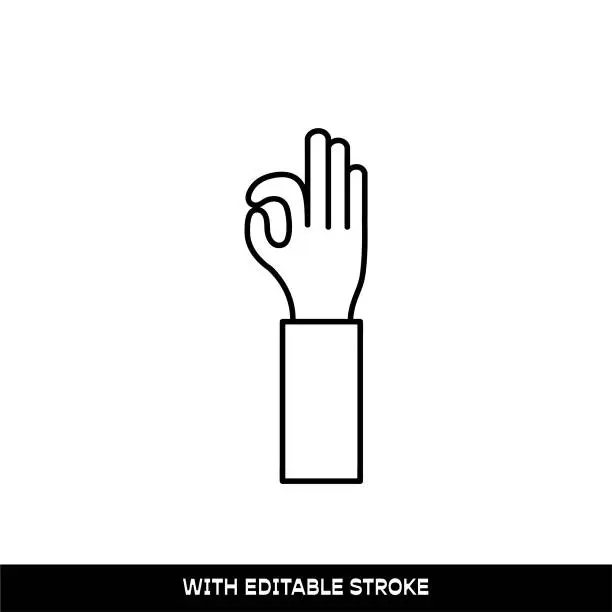 Vector illustration of sign language line icon, editable stroke