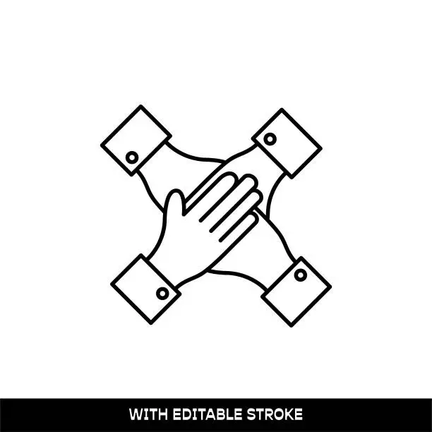 Vector illustration of Connected hands icon. Editable Stroke