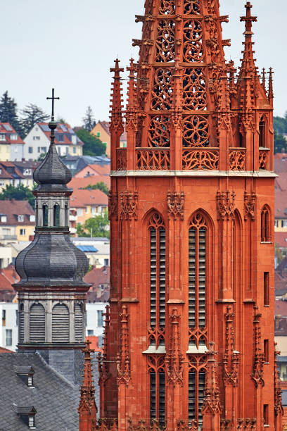 Gothic tower of the Marien church in Würzburg