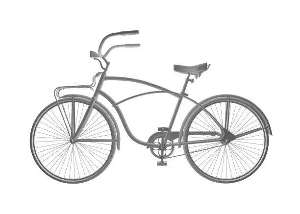 Vector illustration of Polygonal vintage bicycle, vector. Black and white retro bicycle. 3D