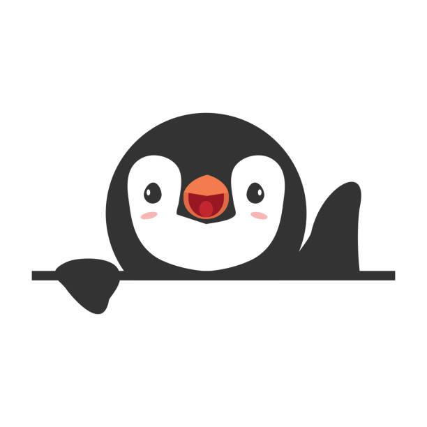 ilustraciones, imágenes clip art, dibujos animados e iconos de stock de lindo banner de dibujos animados de head penguin - pingüino