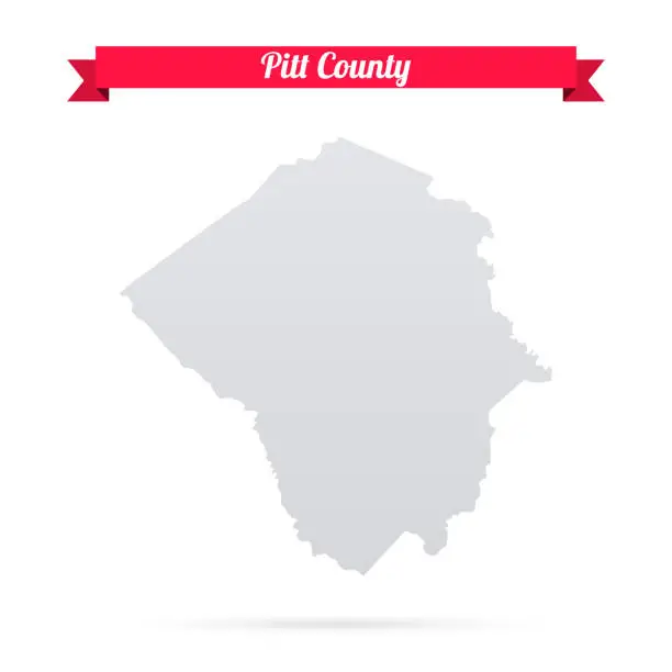 Vector illustration of Pitt County, North Carolina. Map on white background with red banner