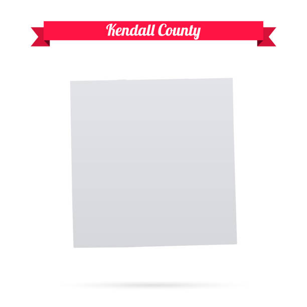 Kendall County, Illinois. Map on white background with red banner Map of Kendall County - Illinois, isolated on a blank background and with his name on a red ribbon. Vector Illustration (EPS file, well layered and grouped). Easy to edit, manipulate, resize or colorize. Vector and Jpeg file of different sizes. kendall stock illustrations