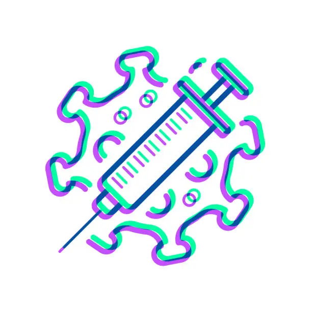 Vector illustration of Coronavirus Covid-19 vaccine. Icon with two color overlay on white background