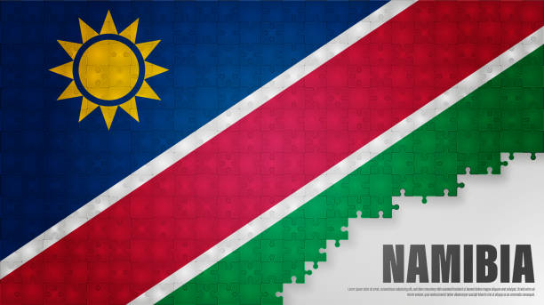 ilustrações, clipart, desenhos animados e ícones de eps10 vetor fundo patriótico com cores da bandeira da namíbia. - map namibia vector travel locations