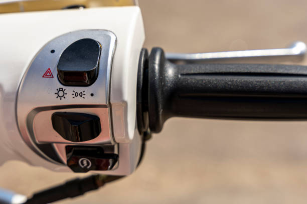 istock throttle handle on the handlebars of the scooter 1498673294