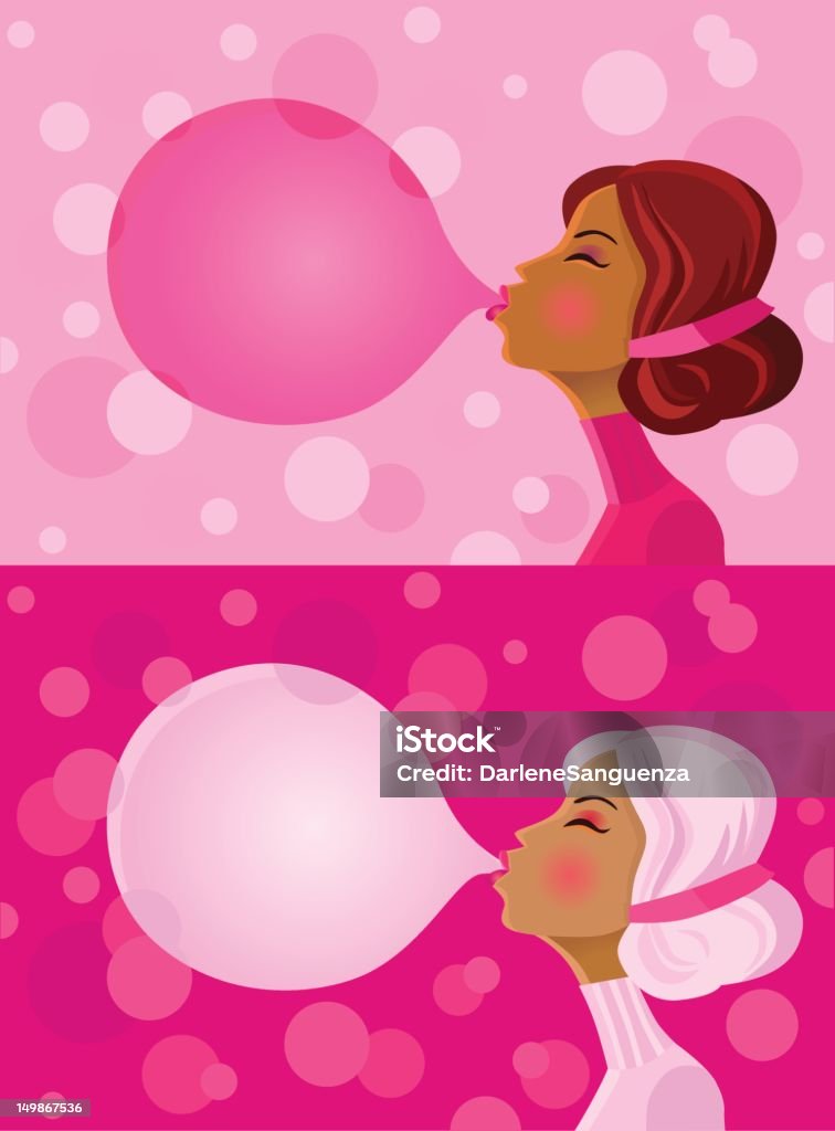 Bubblegum Mädchen - Lizenzfrei Kaugummi Vektorgrafik