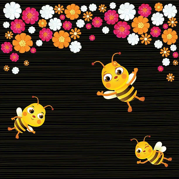 Vector illustration of Busy Bees