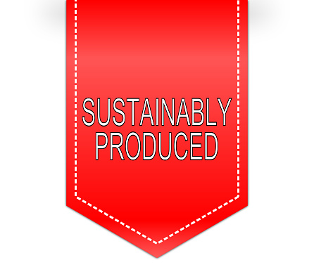 sustainably produced label red – illustration