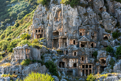 Ancient Tombs of the Kings, in ancient Lycian city of Myra in Demre, Antalya province in Turkey.