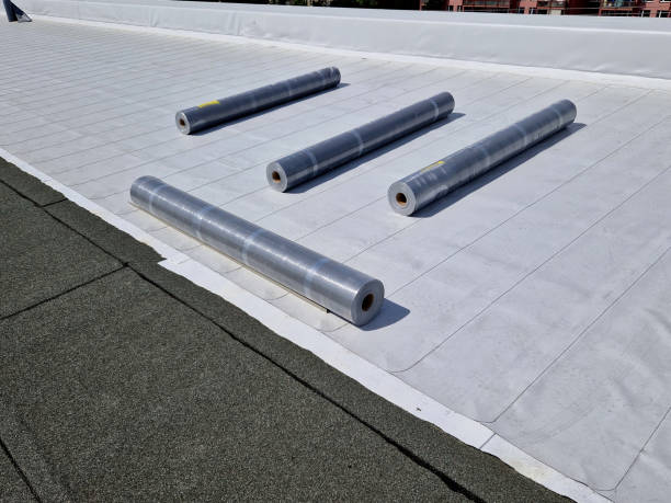 istock Waterproofing foils based on PVC-P reinforced with UV-resistant polyester mesh can be exposed directly to weather membranes have a reinforcement fully integrated into the smooth matte top layer 1498682258
