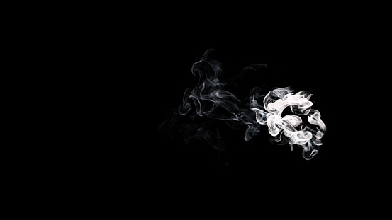 Rising and falling  smoke stream on a black background. The background can be remove with a blending mode like screen.