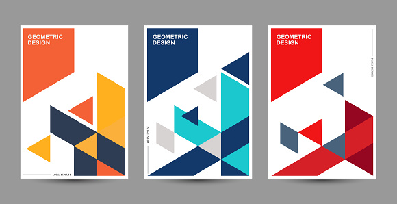 Vector Memphis Geometric Cover Minimal Colors Block Template Banner Design Abstract Background Collection
