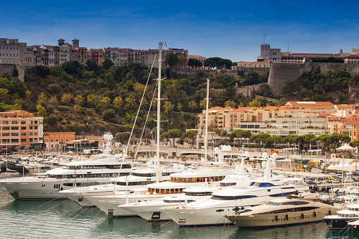 Yachts in marina Port Hercules, Monaco,\nEurope