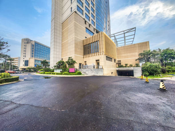 istock Asphalt ground background of modern construction after rain 1498695415