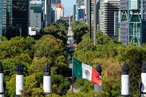 Skyscrapers at Mexico City financial district, Reforma Avenue, as seen from Chapultepec Park