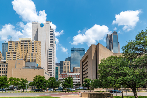 Dallas, Texas, USA. 2 June 2023. Dallas City Skyline on a sunny day