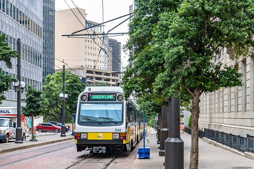 Dallas, Texas, USA. 2 June 2023. Tram public transport in Dallas