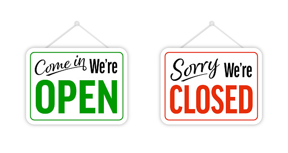 Realistic Open and Closed Banners. Vintage Door Sign for Cafe, Restaurant, Bar or Store