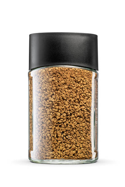 istock Instant coffee jar with black lid isolated on white. 1498706772