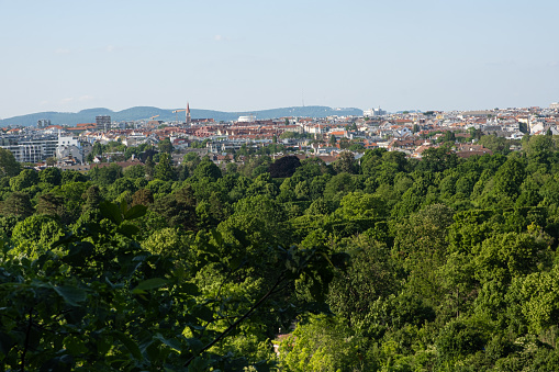 View of Vienna Austria, beautiful postcard forest and city.