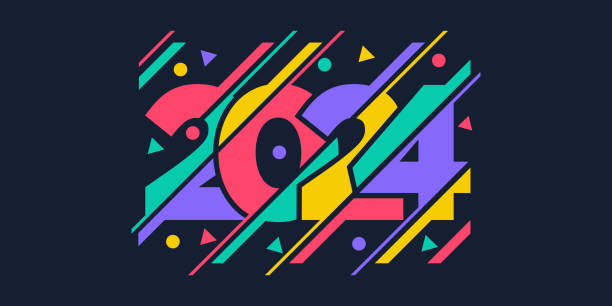 stockillustraties, clipart, cartoons en iconen met 2024 happy new year logo design vector. colorful and trendy new year 2024 design template. - nieuwjaarskaart 2024
