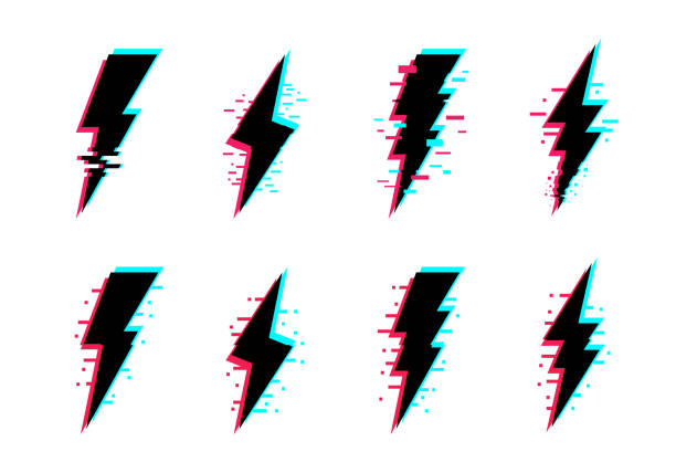 istock Thunderbolts icons. Glitch Lightning icons isolated on white background. Vector illustration 1498710841
