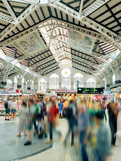 Valencia Food Market Long Exposure stock photo