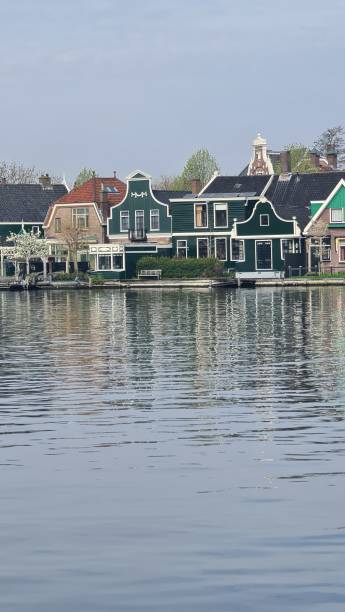 istock Zaanse Schans rural windmills, fields and river landscape 1498714065