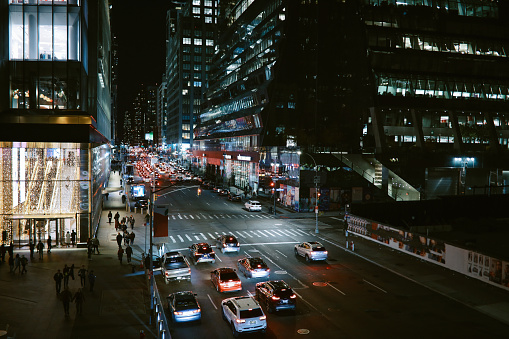 Manhattan traffic at night