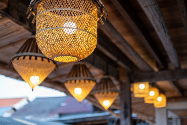 istock Hanging traditional woven lamp shade with various shape 1498714597