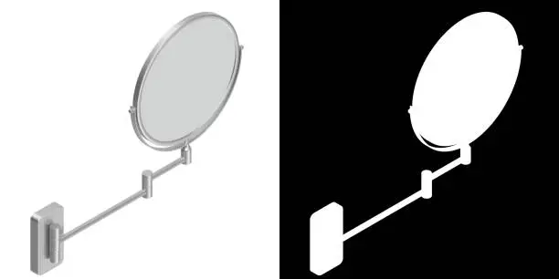 3D rendering illustration of a wall mounted makeup mirror