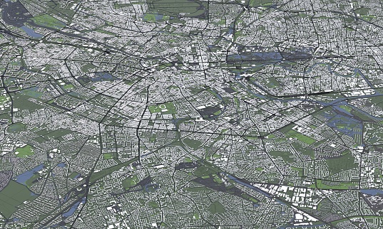 3D illustration of Berlin mass buildings