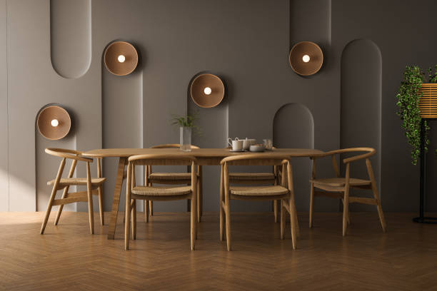 istock Scandinavian Domestic Dining Room Interior. 3d Rendering 1498719043