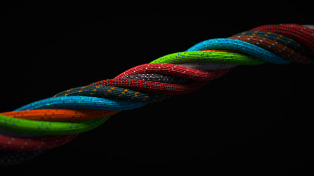 istock Multicolored rope isolated on a black background. 1498725294