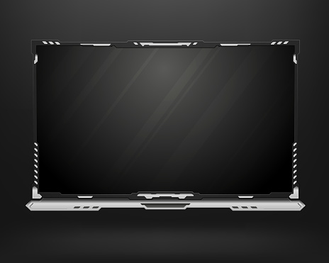 Abstract metal ans black gui screen border frame for live stream webcam overlay
