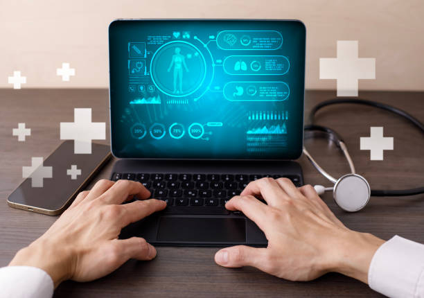 istock Doctor using laptop with DNA graph and biochemical research scientist working with a microscope, human dna detection graph, Checking for abnormalities in the body,science and experiment 1498726532