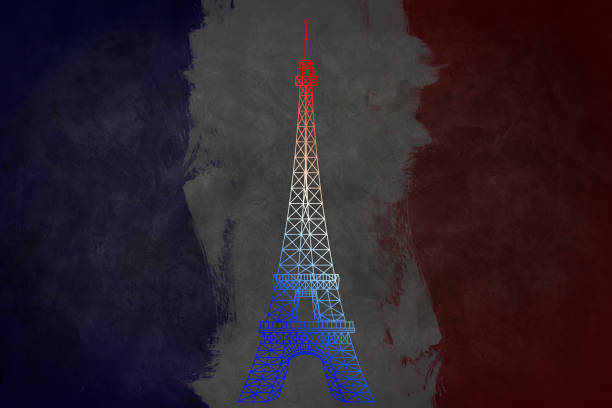 Happy Bastille Day on July 14th. French Independence Day. The Eiffel Tower and the Arc de Triomphe are the landmarks of the country of France in Europe.