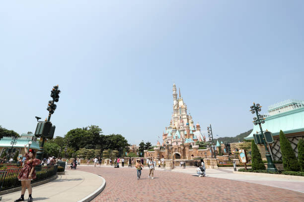 Hong Kong Disney Land, Hong Kong- April 27, 2023:  The famous theme Park named Disneyland in the dat time at Hong Kong.