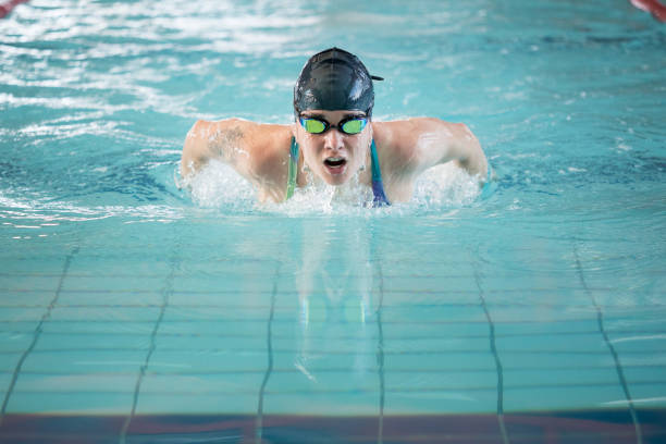 Male swimmer back underwater training