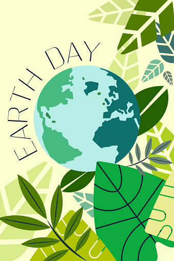 Vector illustration. Save our planet earth, ecology eco environmental protection, climate changes, Earth Day April 22.